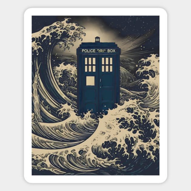 Tardis - Under the Wave off Kanagawa Magnet by DesignedbyWizards